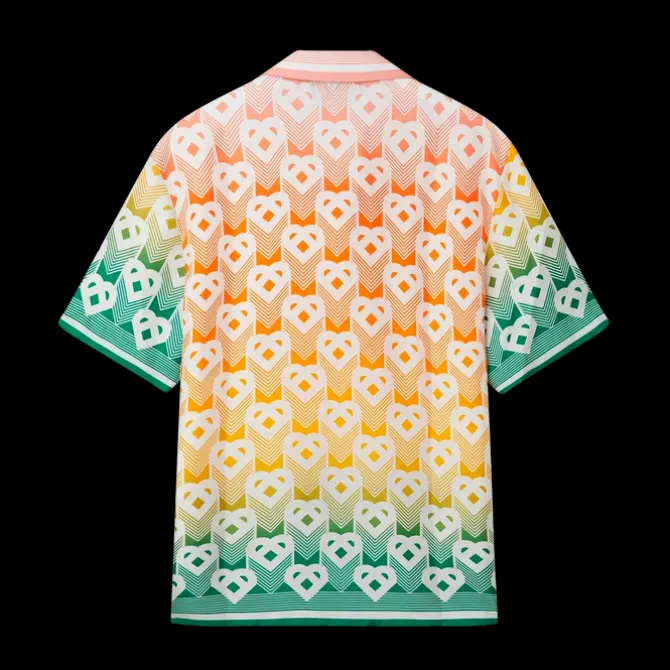 Gradient Heart Monogram Silk Shirt