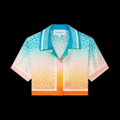 Gradient Monogram Cropped Silk Shirt
