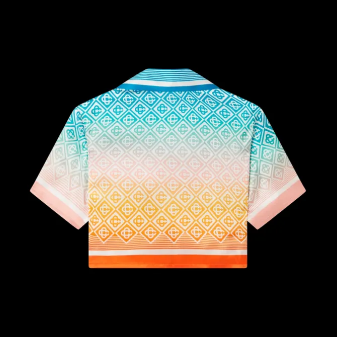 Gradient Monogram Cropped Silk Shirt