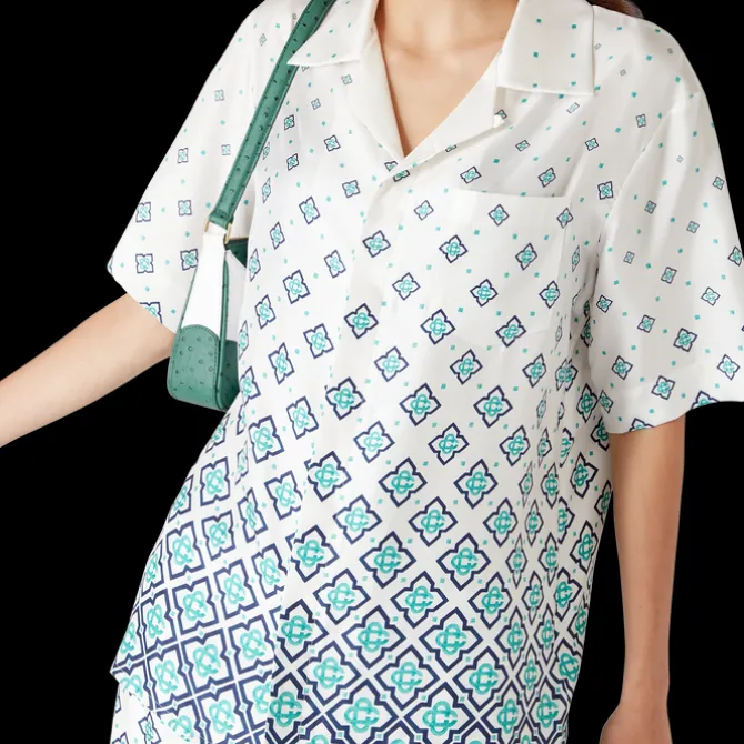 Gradient Monogram Short Sleeve Silk Shirt