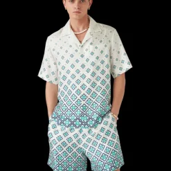 Gradient Monogram Short Sleeve Silk Shirt