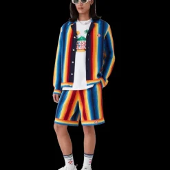 Gradient Stripe Towelling Jacket