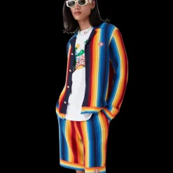 Gradient Stripe Towelling Jacket