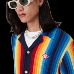 Gradient Stripe Towelling Jacket
