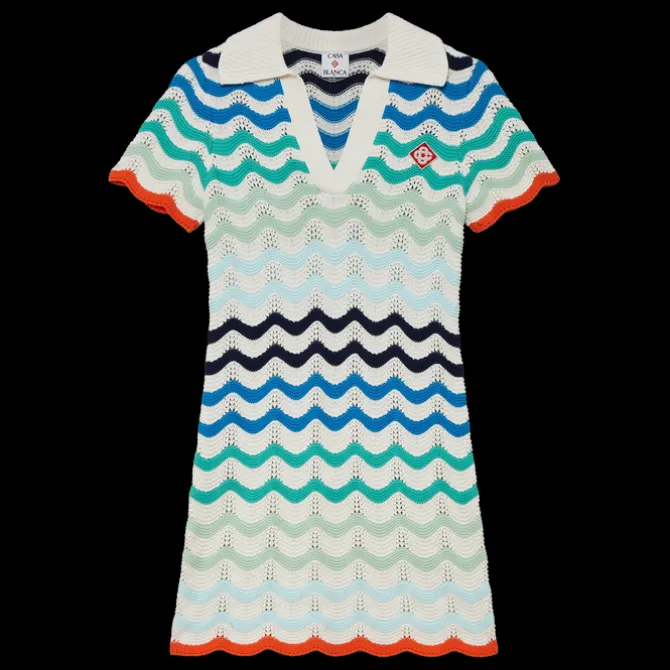 Gradient Wave Crochet Mini Dress