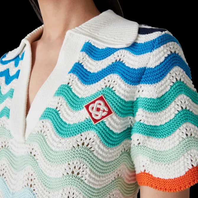 Gradient Wave Crochet Mini Dress