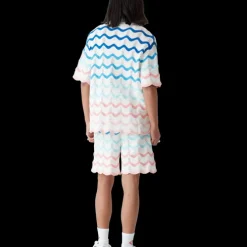 Gradient Wave Crochet Shirt