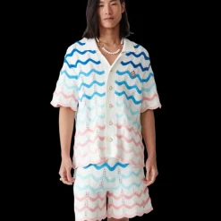 Gradient Wave Crochet Shirt