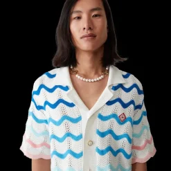 Gradient Wave Crochet Shirt