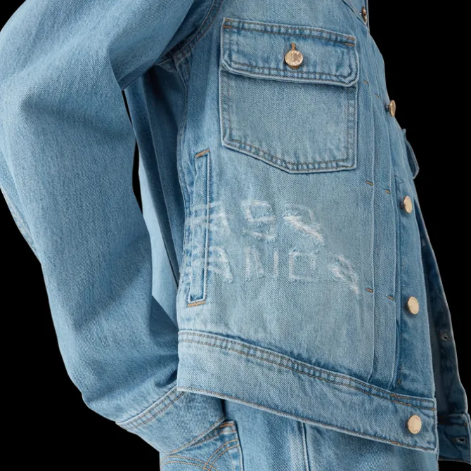 Graffiti Distressed Denim Jacket