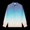 Jacquard Gradient Long Sleeve Silk Shirt