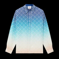Jacquard Gradient Long Sleeve Silk Shirt