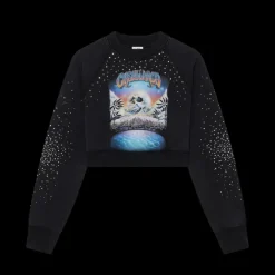 La Prémonition Crystal Embellished Cropped Sweatshirt