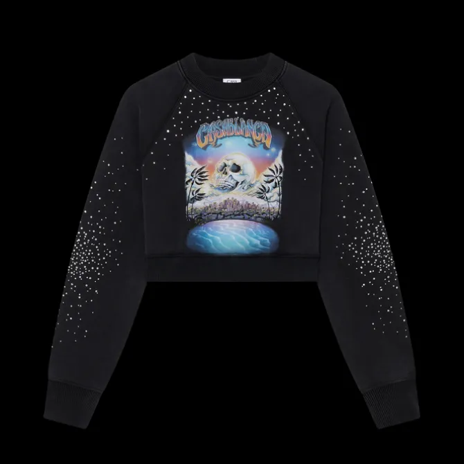 La Prémonition Crystal Embellished Cropped Sweatshirt