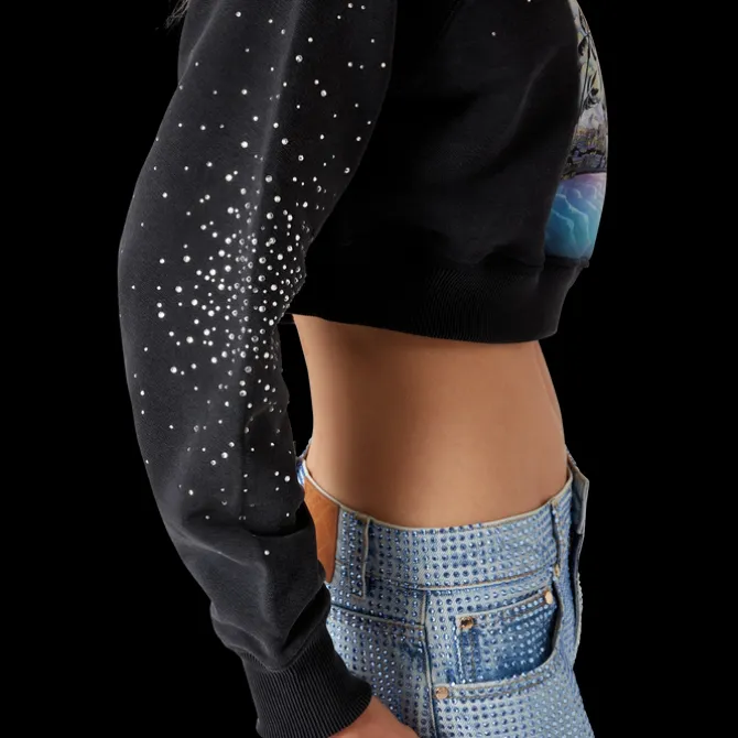 La Prémonition Crystal Embellished Cropped Sweatshirt