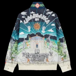 Le Temple Du Sport Leather Crystal Bomber Jacket