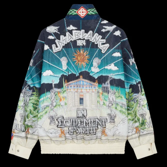 Le Temple Du Sport Leather Crystal Bomber Jacket