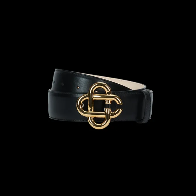 Mens Black CC Logo Buckle Belt