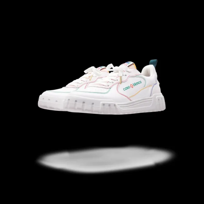 Men's Court White & Multicolour Sneakers