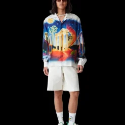 Midnight Acropolis Long Sleeve Silk Shirt