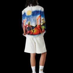 Midnight Acropolis Long Sleeve Silk Shirt