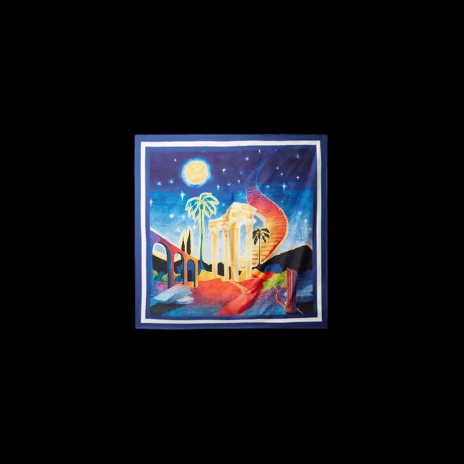Midnight Acropolis Small Silk Scarf