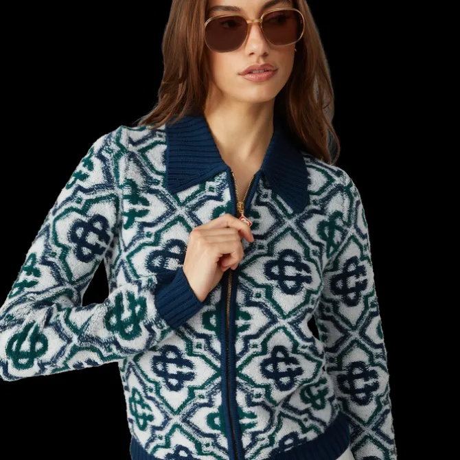 Monogram Knit Zip Jumper