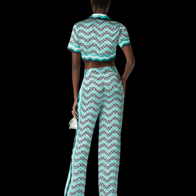 Monogram Wave Cropped Silk Shirt