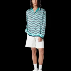 Monogram Wave Long Sleeve Silk Shirt