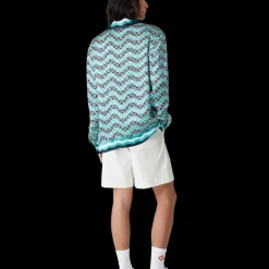 Monogram Wave Long Sleeve Silk Shirt