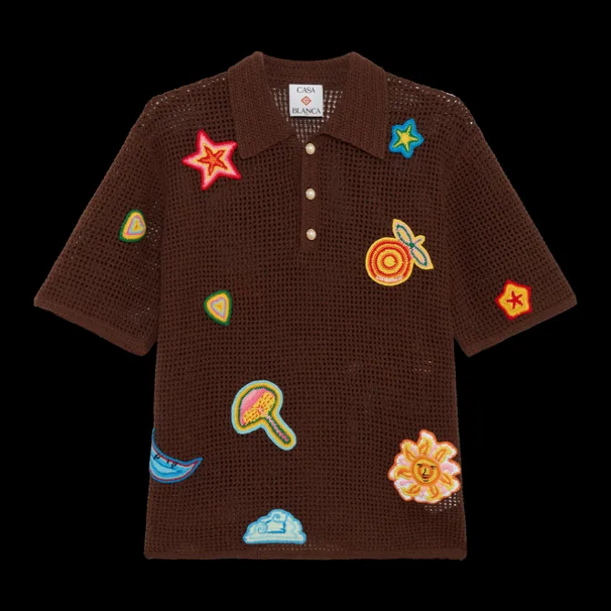 Motif Crochet Polo Shirt