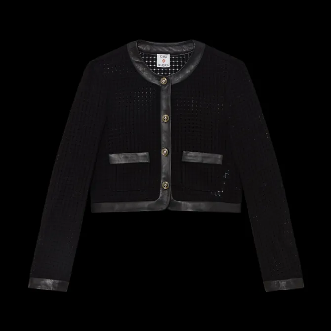 Open Weave Cropped Tailored Jacket