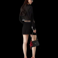 Open Weave Tailored Mini Skirt
