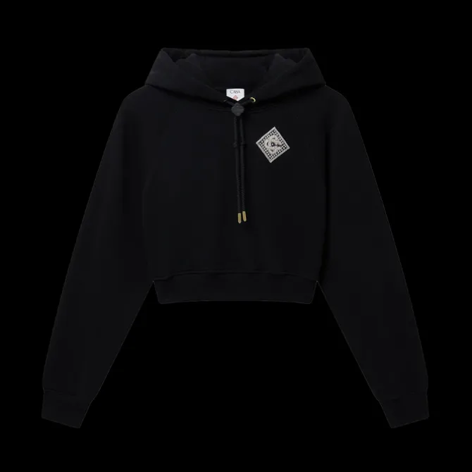 Pearl Diamond Cropped Hooded Sweatshirt