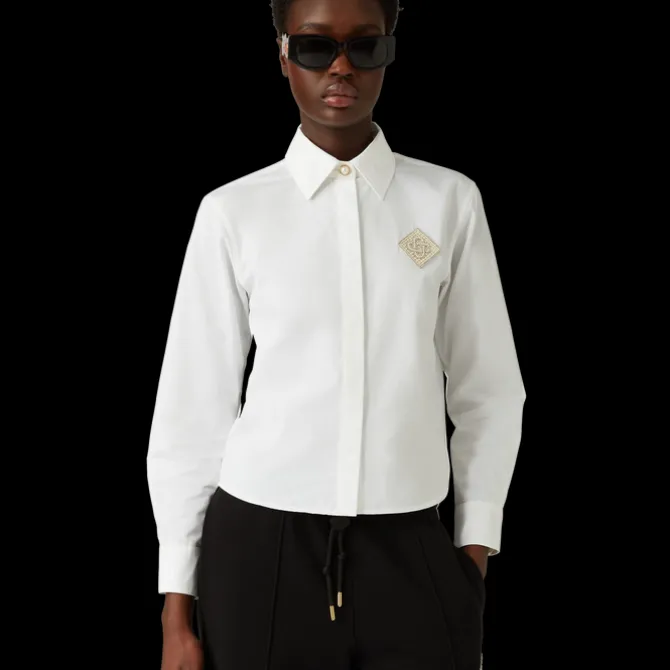 Pearl Diamond Patch Cotton Shirt