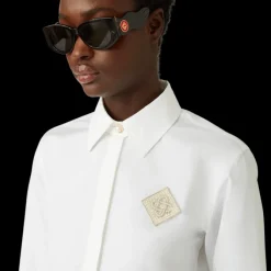 Pearl Diamond Patch Cotton Shirt