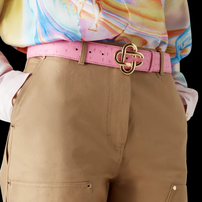 Pink Embossed CC Logo Belt