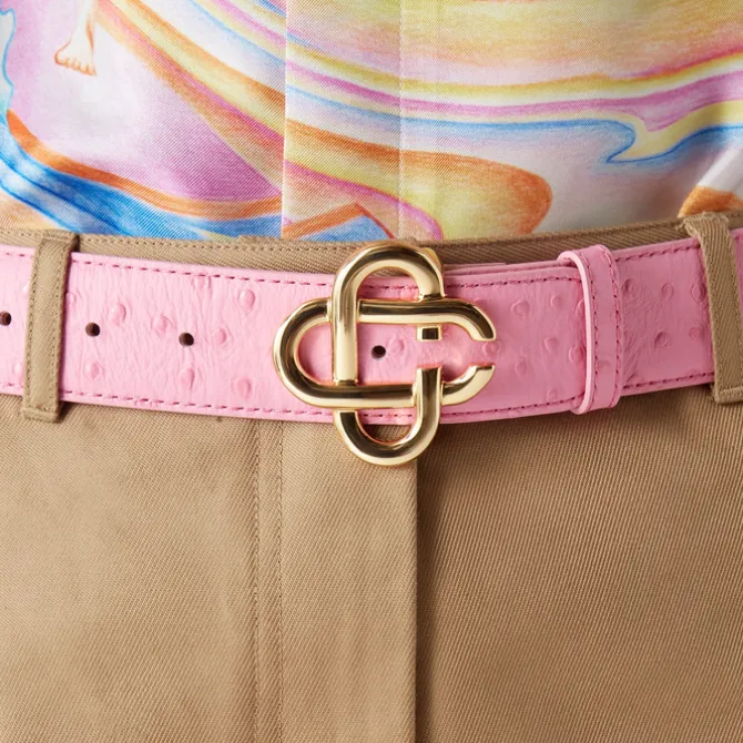 Pink Embossed CC Logo Belt