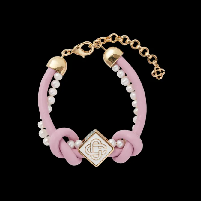 Pink Knotted Pearl Bracelet