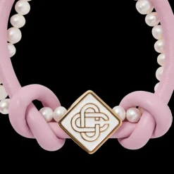Pink Knotted Pearl Bracelet