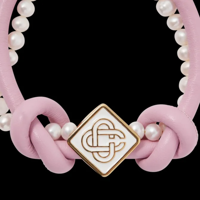 Pink Knotted Pearl Bracelet