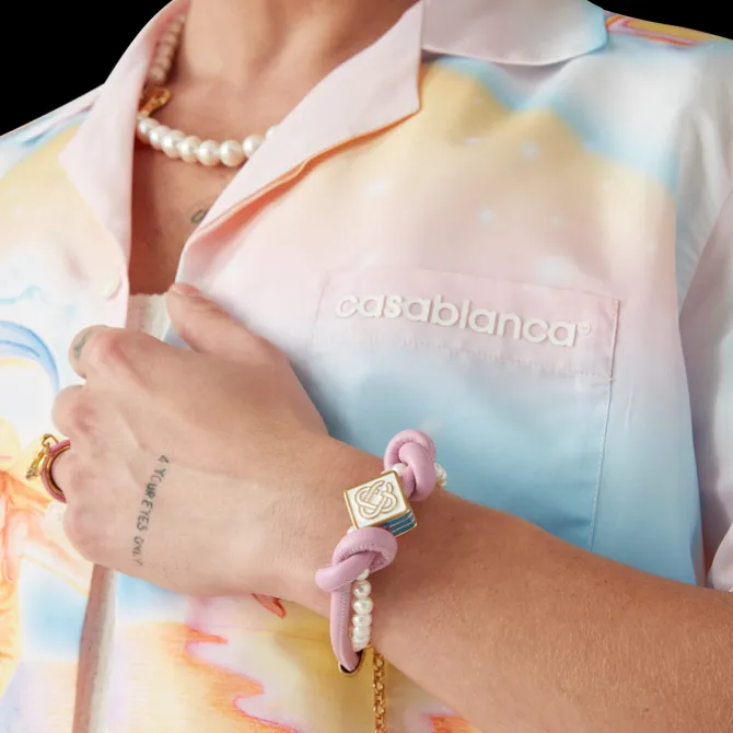 Pink Knotted Pearl Bracelet