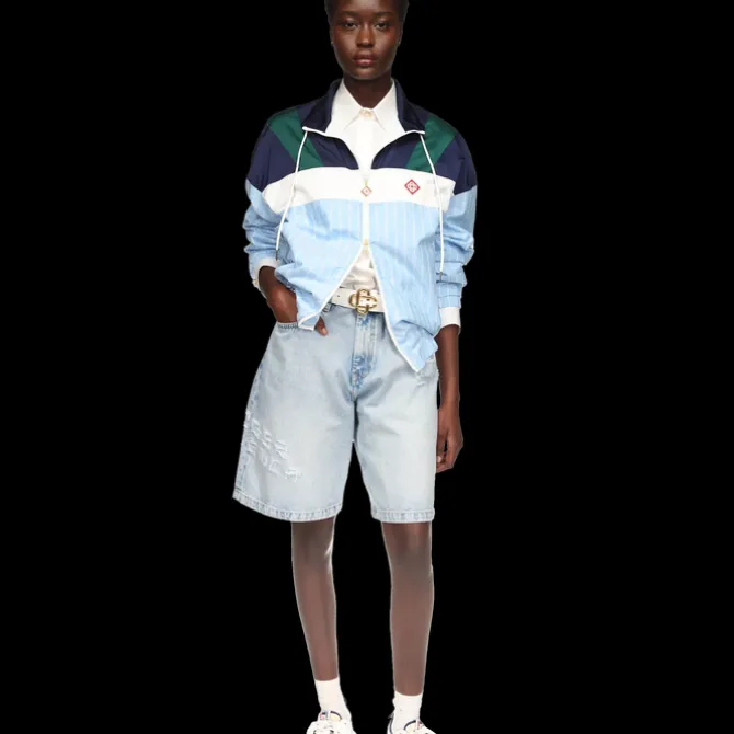 Pinstripe Nylon Track Jacket