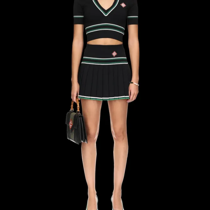 Pleated Knit Skirt