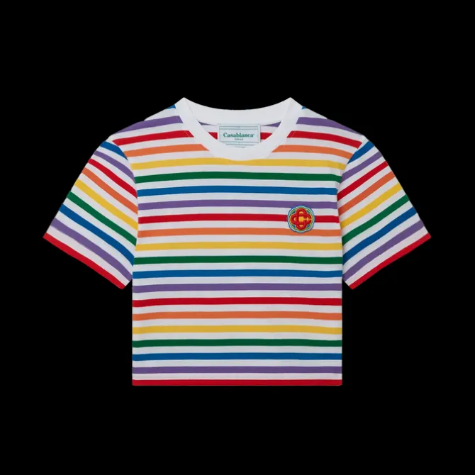 Rainbow Stripe Cropped T-Shirt