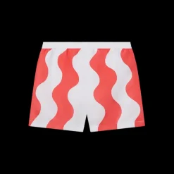Red Memphis Wave Swim Trunks