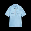 Satin Quarter Zip Short Sleeve Shirt