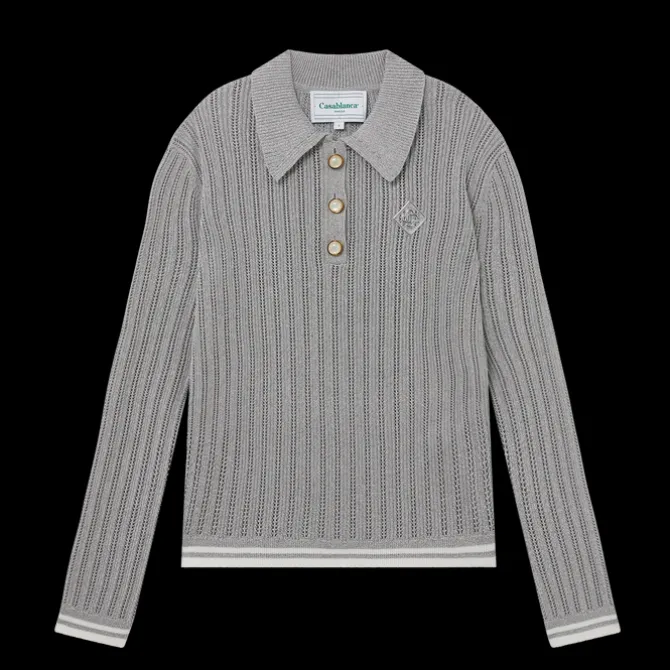 Silver Long Sleeve Polo Shirt