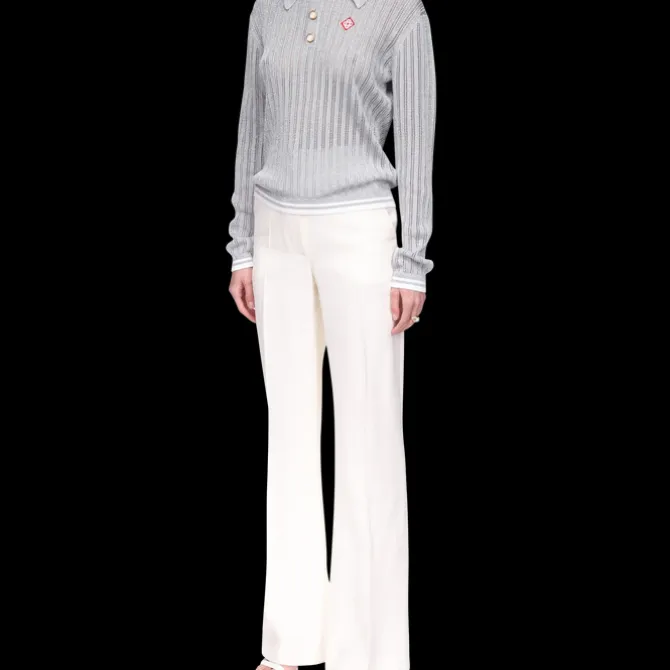 Silver Long Sleeve Polo Shirt