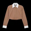 Stripe Cropped Long Sleeve Shirt
